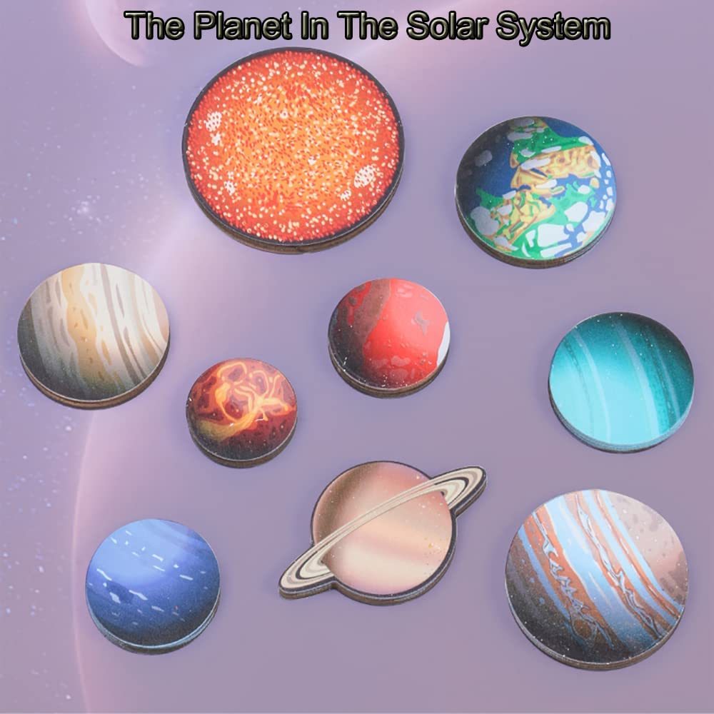 XICEN Solar System Puzzles for Kids Age 3-5,Wooden Space Jigsaw Planets Preschool Education Learning Montessori Toys for Toddlers Baby Boy Girl,Christmas Birthday Gifts image number 2