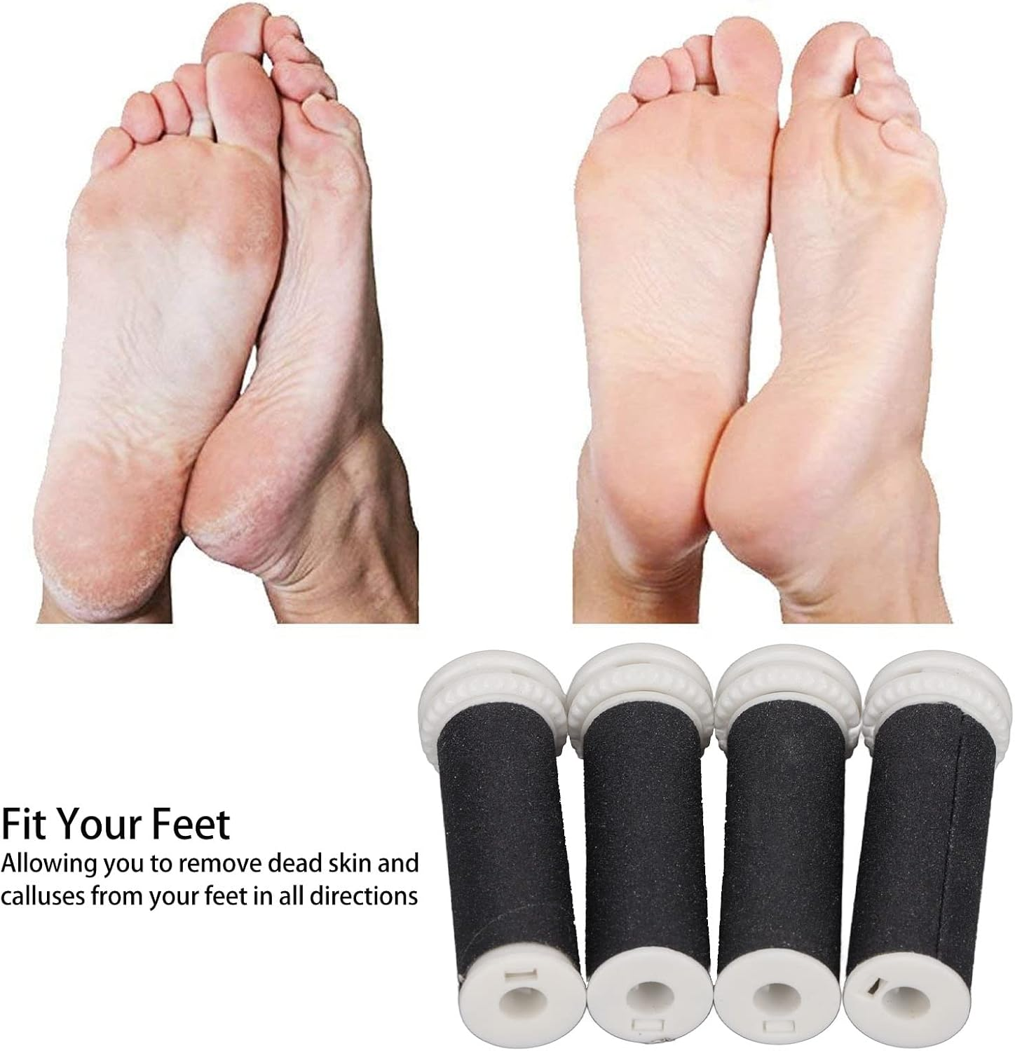 Micro Pedi Replacement Rollers, Pack of 4, Replacement Rollers, Electric Foot File, Grinding Tool, Replacement Head for Feet, Pedicure Tool, Micro Pedi Replacement Rollers image number 2