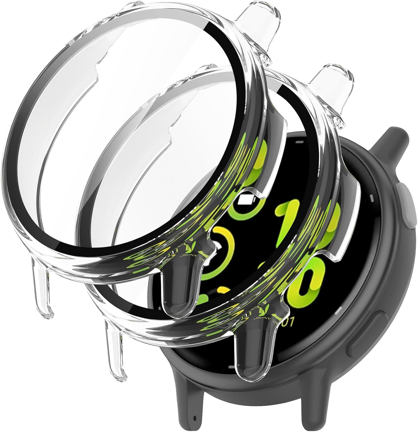 [2 Pack] T Tersely Tempered Glass Screen Protector Case for Garmin Vivoactive 5,Full Cover Hard PC Slim Scratch Resistant Bumper Protective with Tempered Glass Screen Protector for Vivoactive 5 (Black+Black)