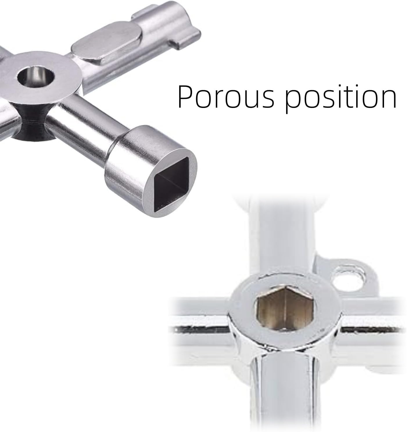Shoyisenka 3 Pieces of 4-Hole Universal Cross Key - Multi-Function Pipe Wrench, Gas Meter Electric Cabinet Key, Silver Valve Tool. image number 4