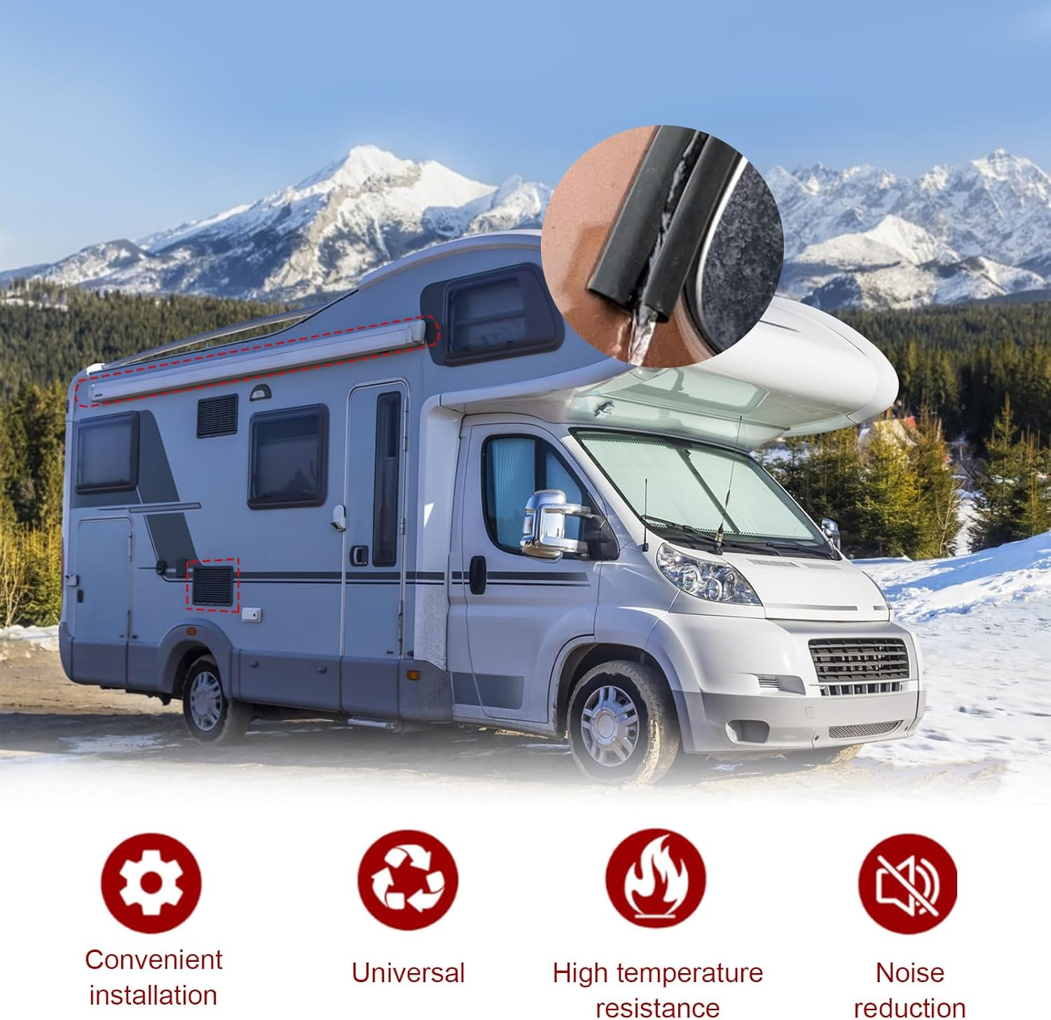 J Shape RV Rain Gutter, 2.5 M Self-Adhesive Backing, PVC Drip Guides, Roof Rain Diversion Strips for Vehicle, Truck, RV, Boat, Car, Van, Door, RV (Black, 2.5M) image number 2