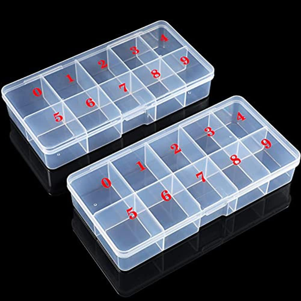 Nail Tip Box Empty Nail Tips Organizer Storage Fingernail Box Spaces Storage Case Container Nail Box Grid Box image number 1