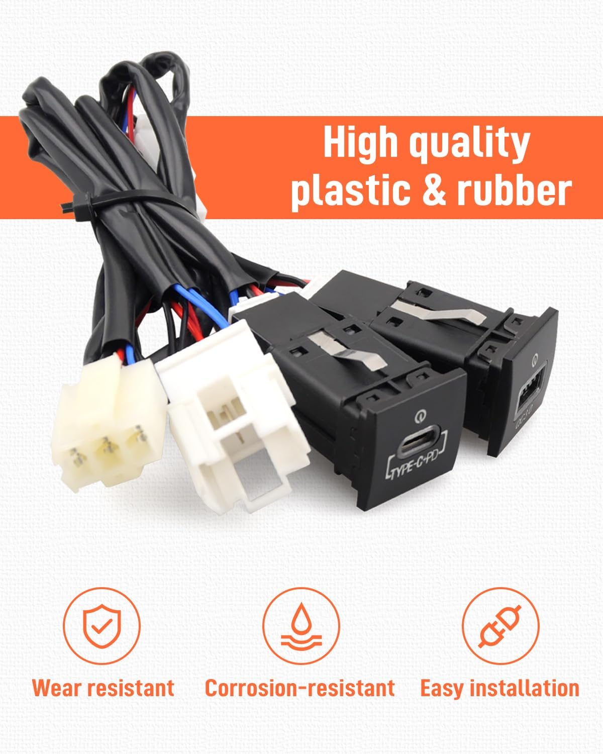 USB-C PD Charger for VW Golf GTI R-Line MK5 MK6, Jetta MK6, Scirocco, Touran 2006-2015 - Dual USB QC3.0 Charger with Quick Charge 3.0 Technology image number 2