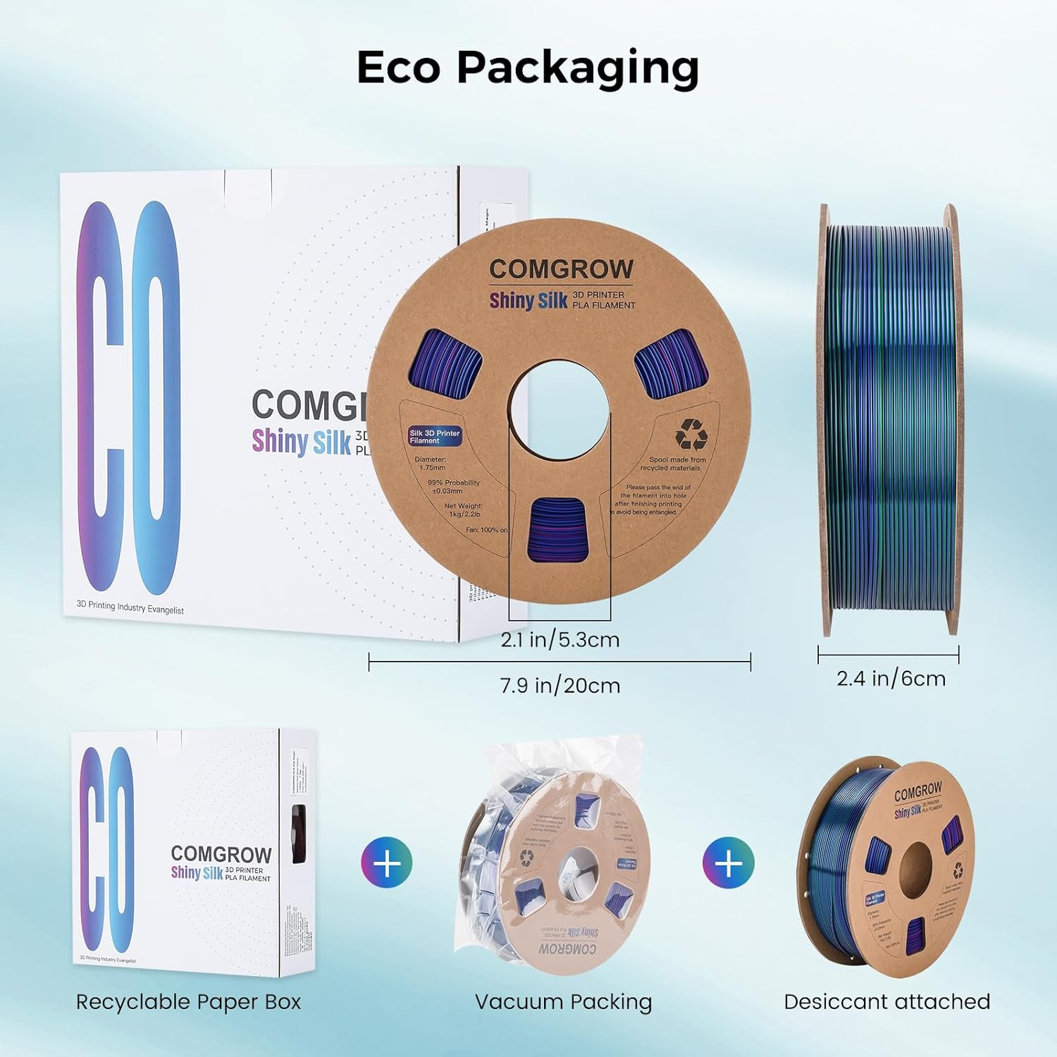 Comgrow Creality PLA 3D Printer Filament, Dimensional Accuracy +/- 0.02 Mm,1.75Mm 1 Kg Spool, Red for Ender3 CR-10 - Red Rainbow image number 3