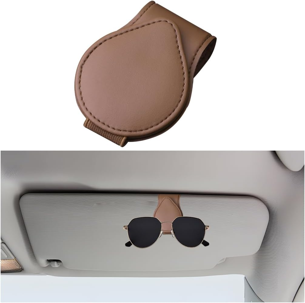 Mandark Magnetic Sunglass Holder for Car Visor, Leather Vehicle Eyeglass Hanger Clip, Automotive Interior Ticket Card Glasses Organizer Clamp Accessories, Universal for SUV, Sedan, Truck(Pink)
