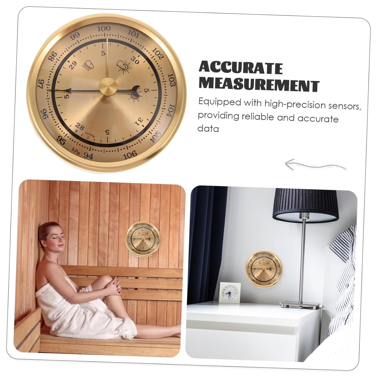 Gatuida Aneroid Barometer with Thermometer and Hygrometer Portable Small Weather Station for Accurate Home Air Pressure and Weather Prediction image number 5