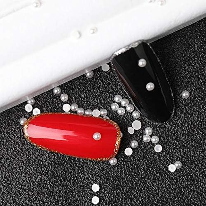 1 Set White Pearl Nail Art Various Sizes Nails Rhinestone Beads Nail Decoration Zhengpingpai