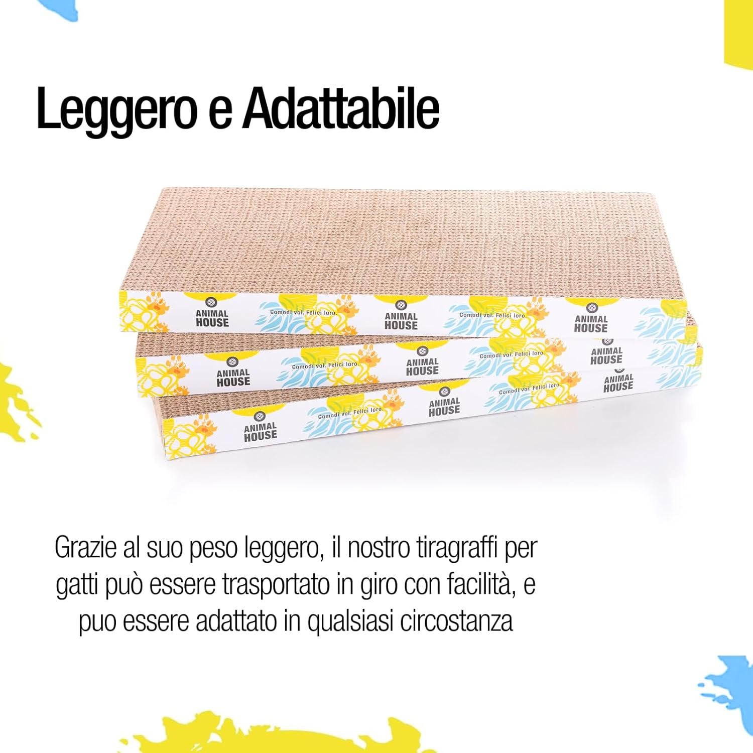 Animal House Cat Scratching Post Set Made of Cardboard 3 Pieces for the Fun of Your Cat Friends, 2 Layers Reversible (Flat, 3) image number 3