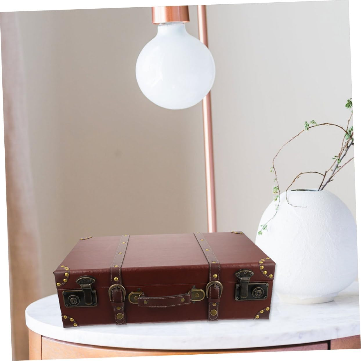 Vintage Suitcase Decorative Storage Box Straps Small Size Retro Photo Prop for Home D&eacute;cor image number 3