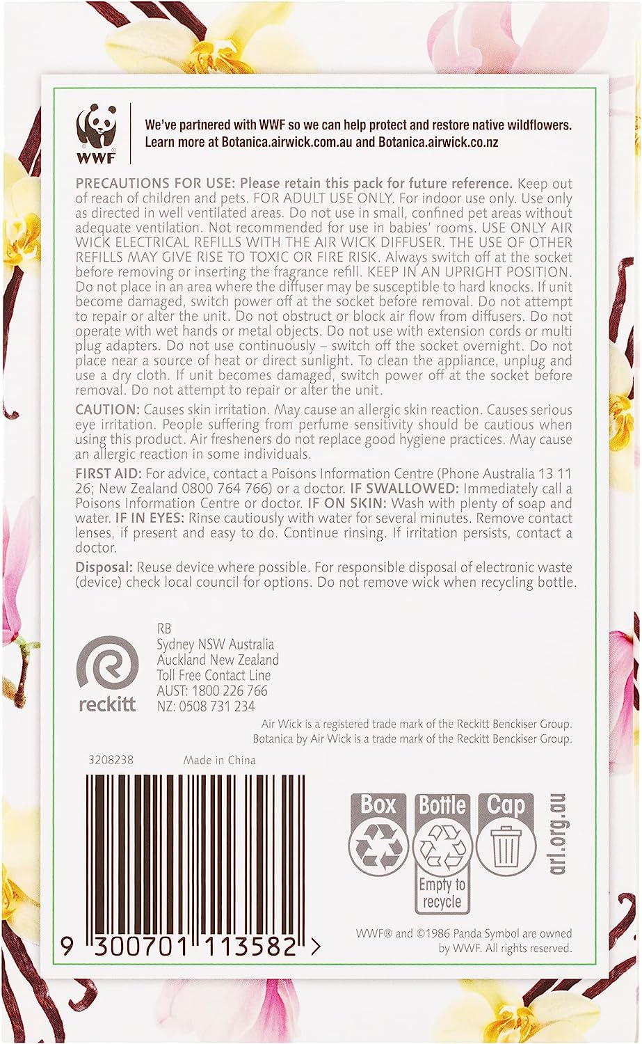 Botanica Liquid Electric Diffuser, Vanilla & Himalayan Magnolia, Device + Refill, 19Ml image number 3