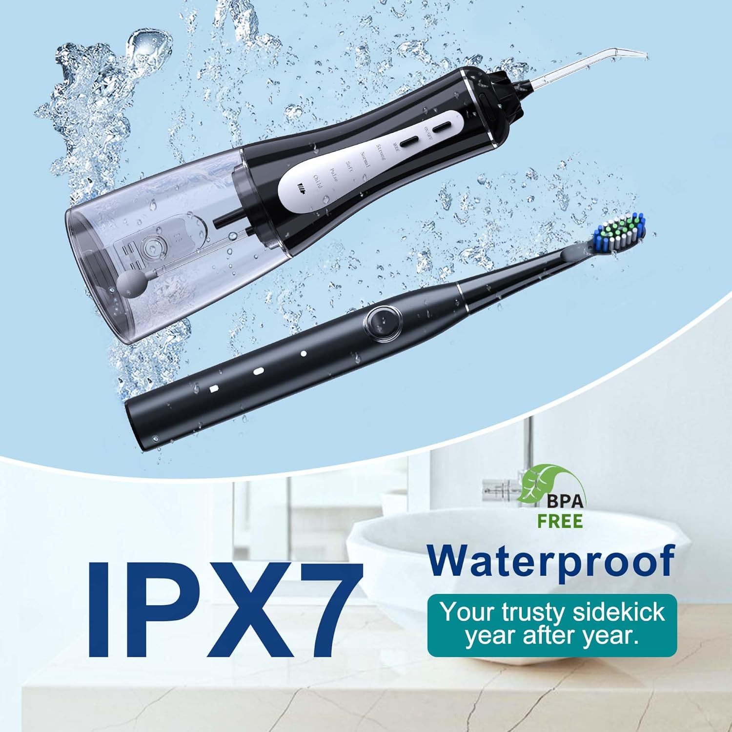 MOCEL Water Dental Flosser and Electric Toothbrush Combo - Portable Oral Clean Kit for Teeth Cleaning, Braces & Gums Care image number 3