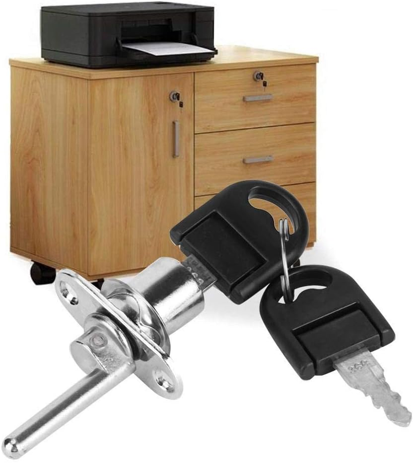 Rustproof, Durable Filing Cabinet Lock, 2-Part Drawer Lock, Desk Cabinet For(19Mm Silver Single Lock)
