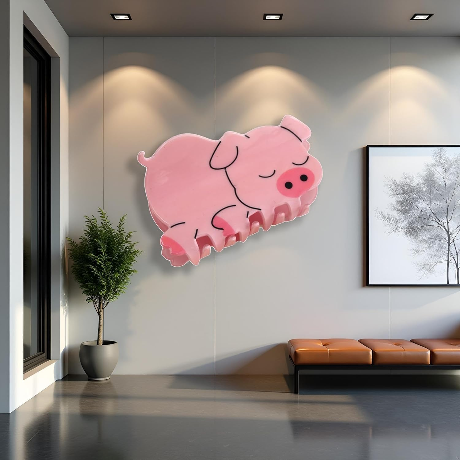 Pink Pig Delicate Hair Clip Hair Claw Stylish Pig Hair Grip Animal Fastener Accessory for Various Occasion Acrylic Grab Clips and Barrettes image number 3