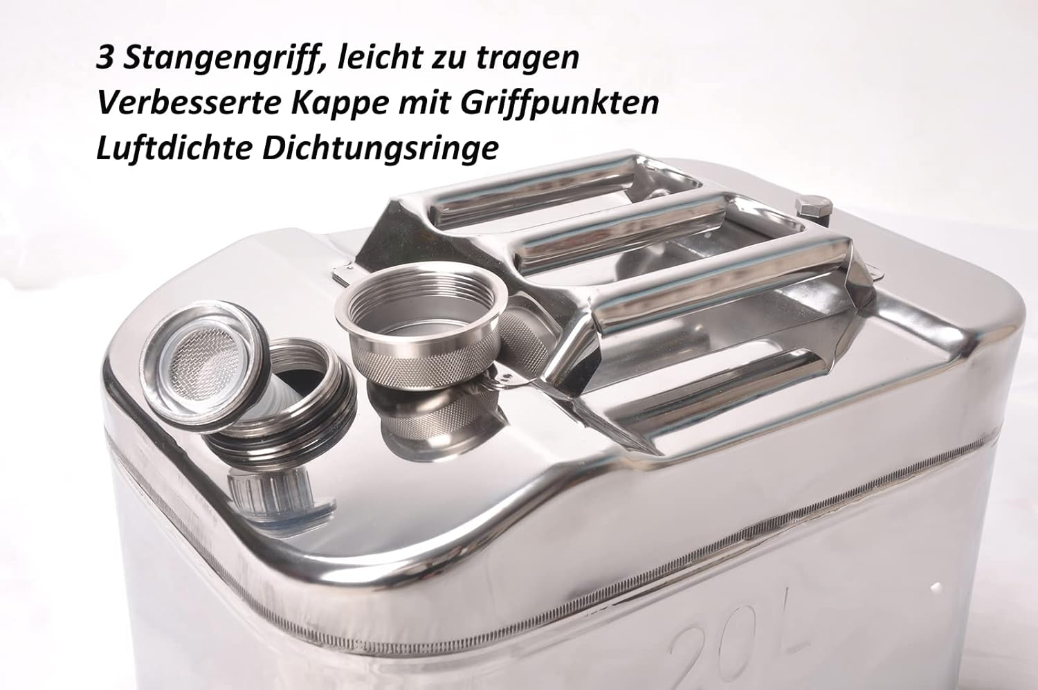 Petrol Can 30 Litres Made of Thickened 1 Mm 304 Stainless Steel, Petrol Can 30 L Metal with Built-In Spout image number 5