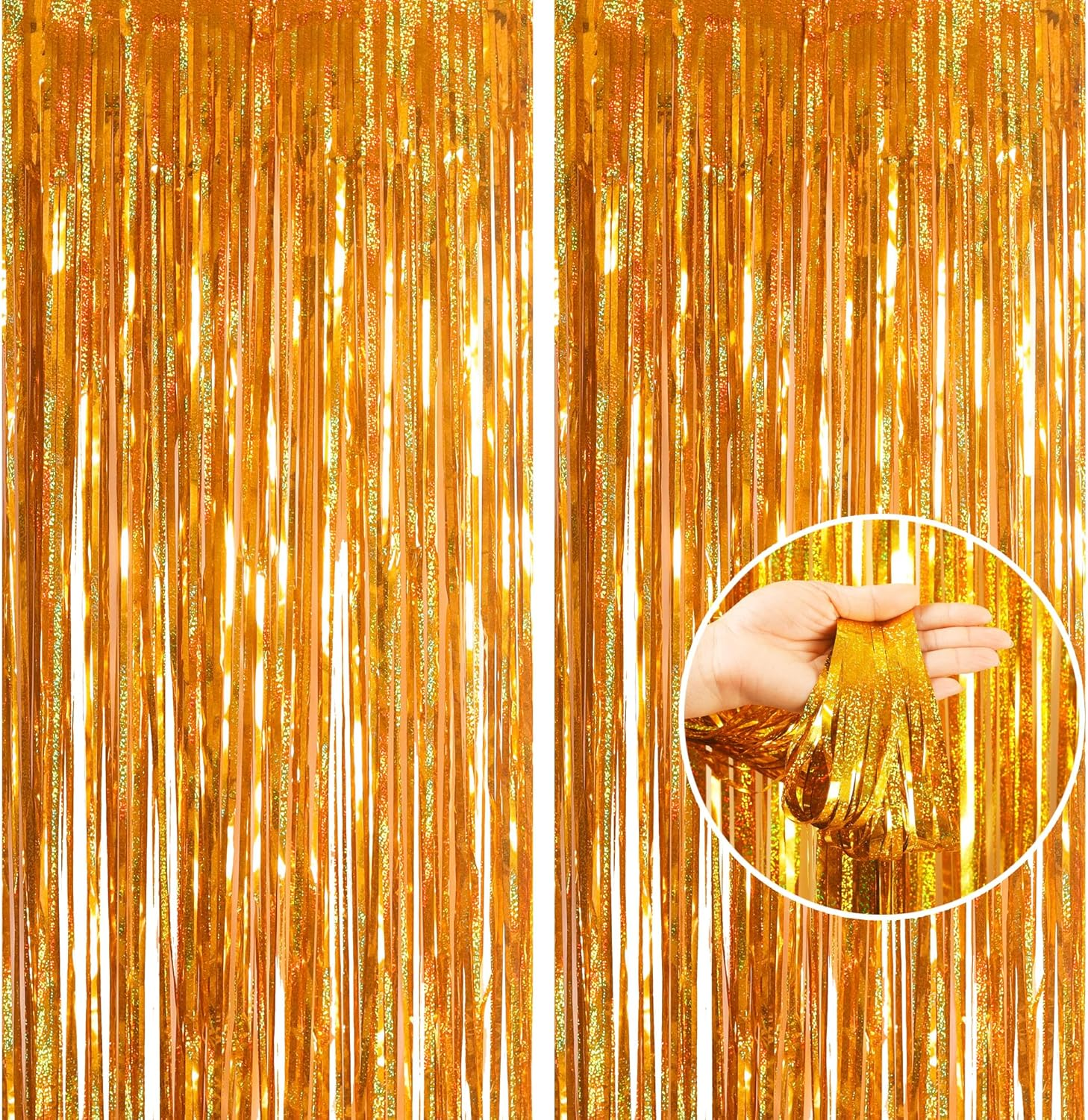 2Pcs 3.2 X 8.3Ft Glitter Red Tinsel Foil Fringe Curtain Door Tinsel Curtain Streamers Party Curtain Photo Banner Decorations for Birthday School Graduation Hen Christmas Party Decorations Red