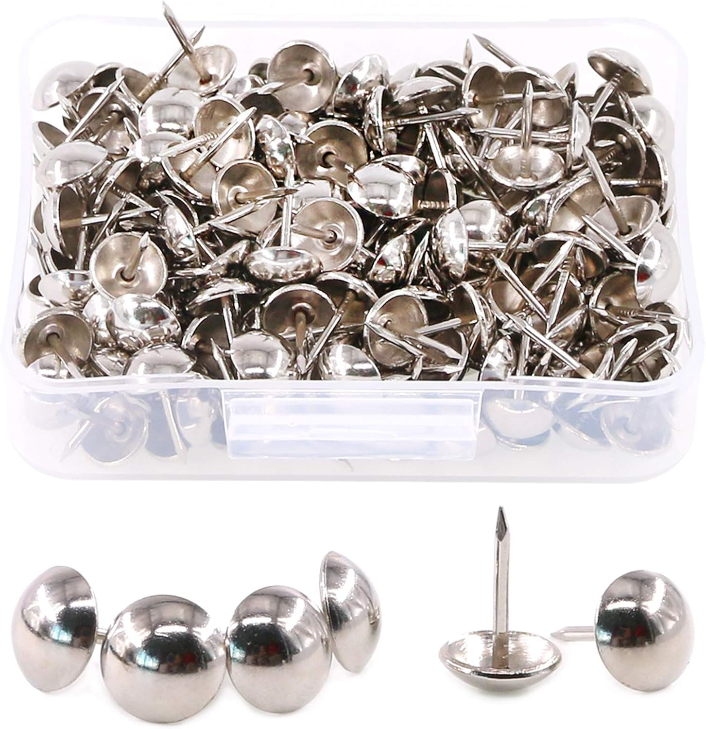 Hilitchi 200-Pieces 7/16''(11Mm) Antique Brass Tacks Bronze Nail Pins Upholstery Nail Tacks Furniture Thumb Tack Pins Assortment Kit (Bronze)