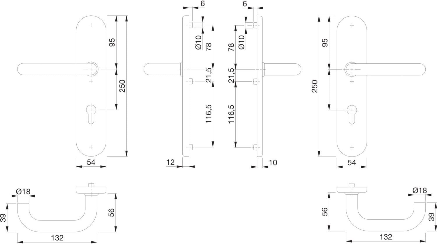 HOPPE Paris Front Door Handle Set DIN Standard Distance 92 Mm Silver Anodised Long Plate Profile Cylinder for Door Thickness 77-82 Mm without Core Pull Protection Test: RC2 According to EN 1906, 1