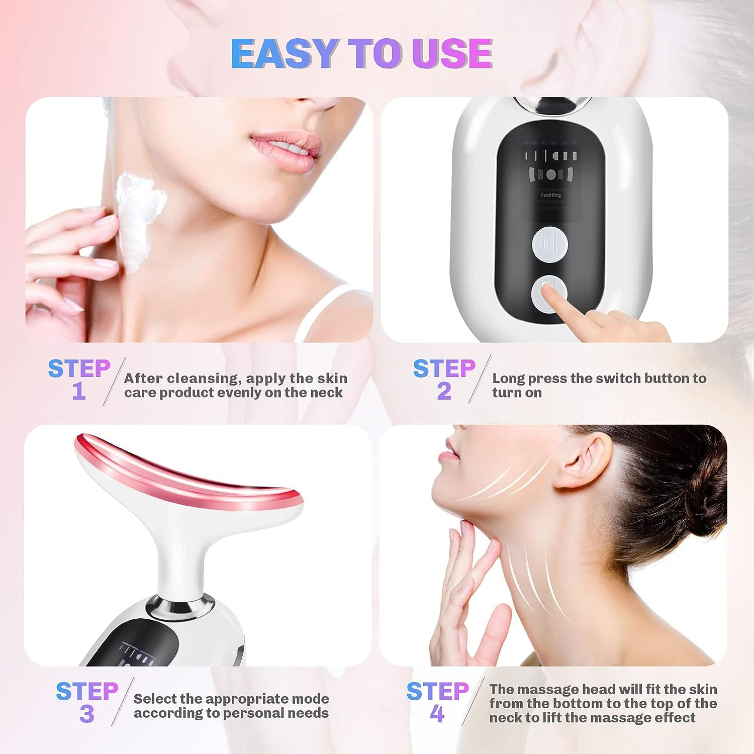Neck Face Massager, 3 Lights Modes Face Lifting Device, Portable Neck Firming Device, Suitable for Both Men and Women to Use at Home image number 1
