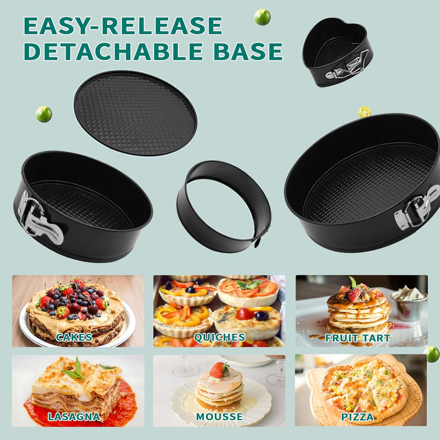 Cake Pan Set for Baking, Non-Stick Springform Pans Set of 3 (4, 7, 9 Inch), round Cake Pans,Cheesecake Pan, Leak-Proof Cake Pans with Removable Bottom (Red-3 Pcs) image number 3