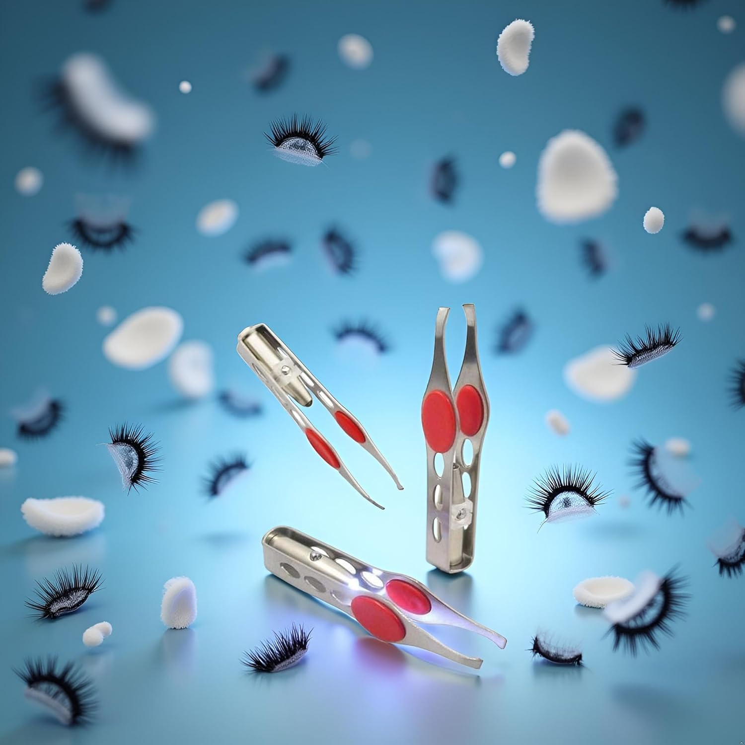 2 Pcs Silver Tweezer with LED Light for Hair Removal Makeup Tool Eyebrow Eyelash Tweezers for Women Facial Hair, Lash Trimmer,Hair Ingrown for Tweezer,Women'S Hair Removal Tweezers image number 2