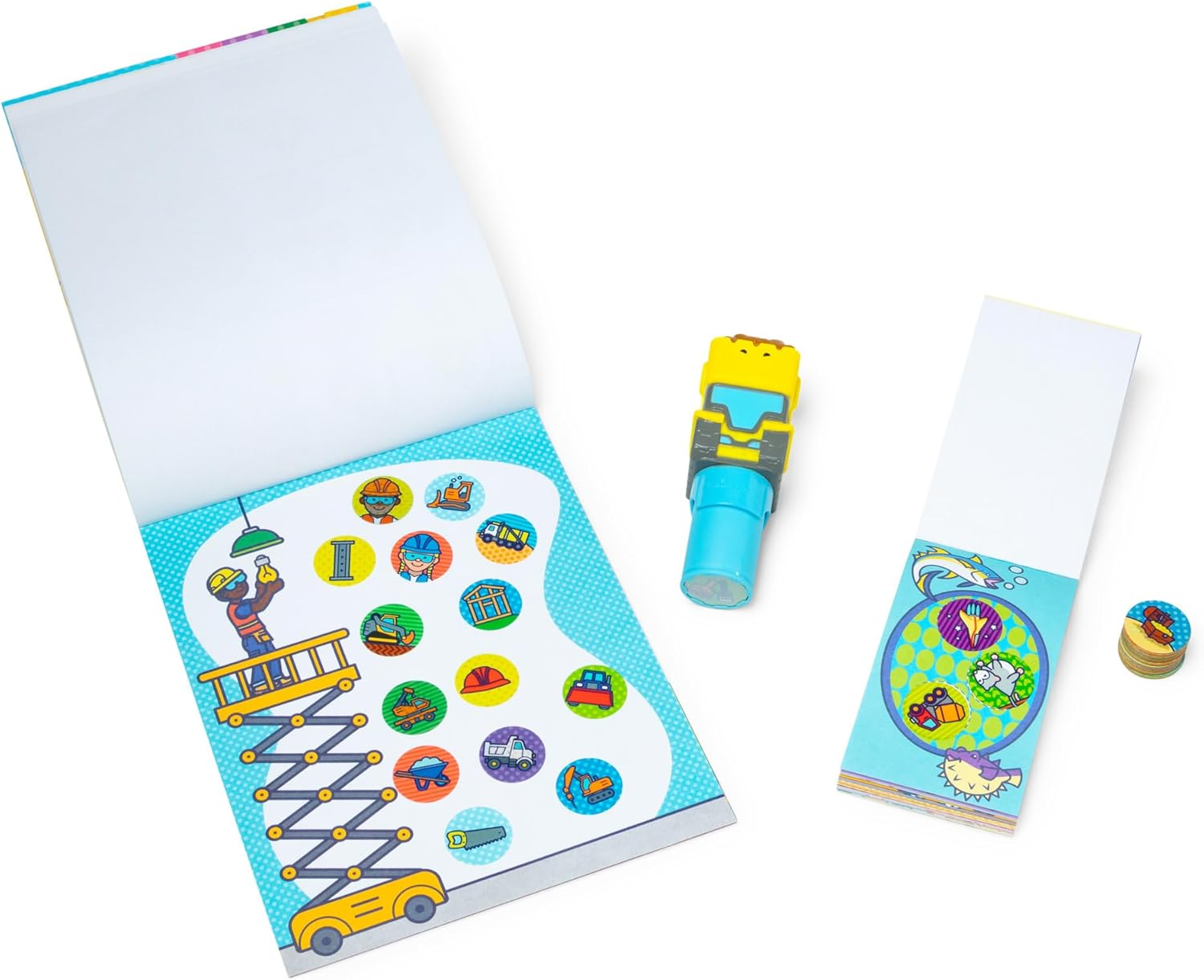 Melissa & Doug Sticker Wow! Bulldozer Bundle &mdash; 24-Page Activity Book, Refillable Stamper, Mini Pad & 500 Stickers (Ages 3+) image number 1