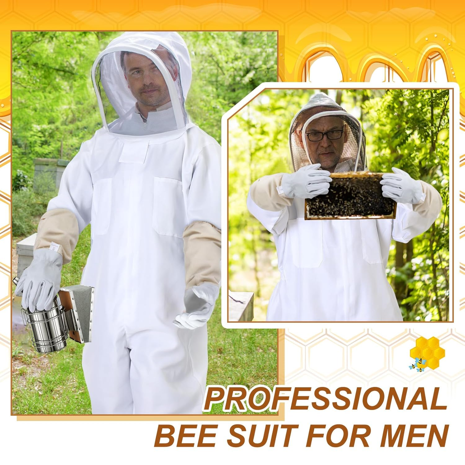 30 Pcs Beekeeping Supplies Tools Bee Suit Bee Keeping Starter Kit Bee Keeper Starting Kit Bee Keeping Supplies All Bee Hive Supplies Bee Hives Boxes Starter Kit for Beekeeper Men Women (L)
