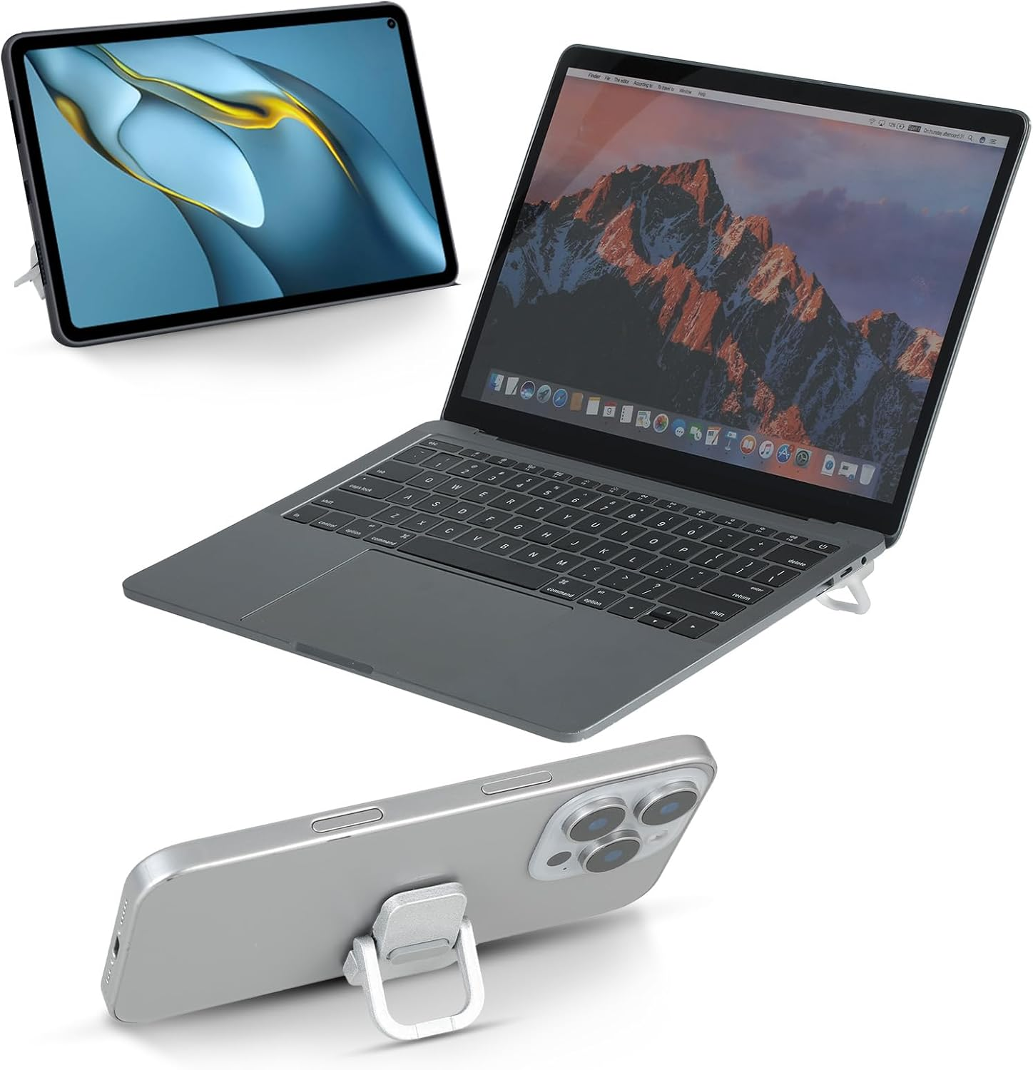 2PCS Keyboard Stands, Self-Adhesive Mini Laptop Stand, Portable Laptop Stand, Invisible Computer Keyboard Stand for Desk, Laptop Stand for Macbook, Dell, HP and Other 10-18 Inches Laptop, Silver