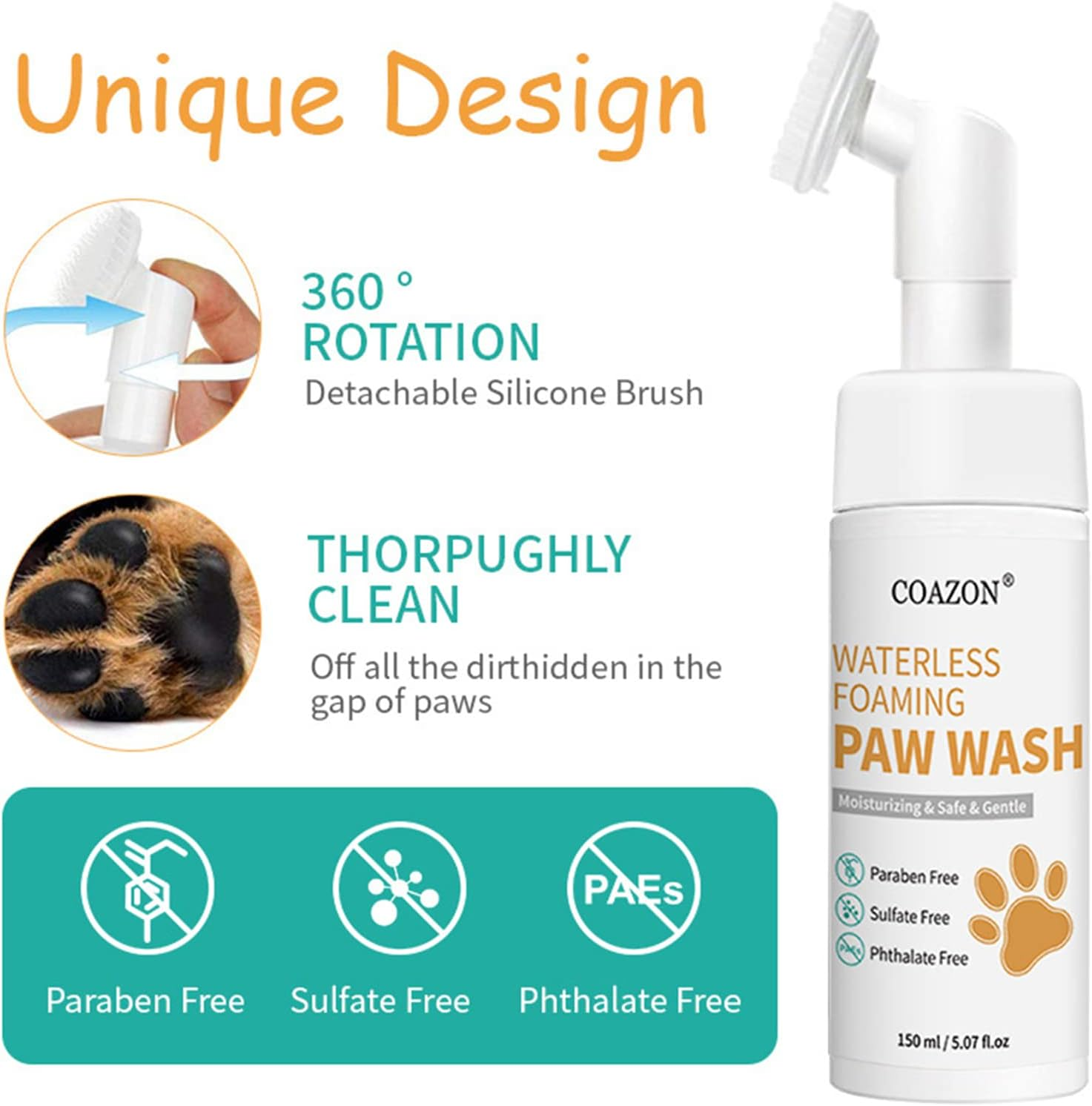 Purevie Dog Paw Cleaner Set, with 150Ml Dog Paw Cleaner & 60G Dog Paw Balm, 100% Natural Paw Pad Balm for Pets, Repairs & Restores Dry, Cracked & Damaged Paws, 2 Oz Canine Paw Moisturizer image number 3