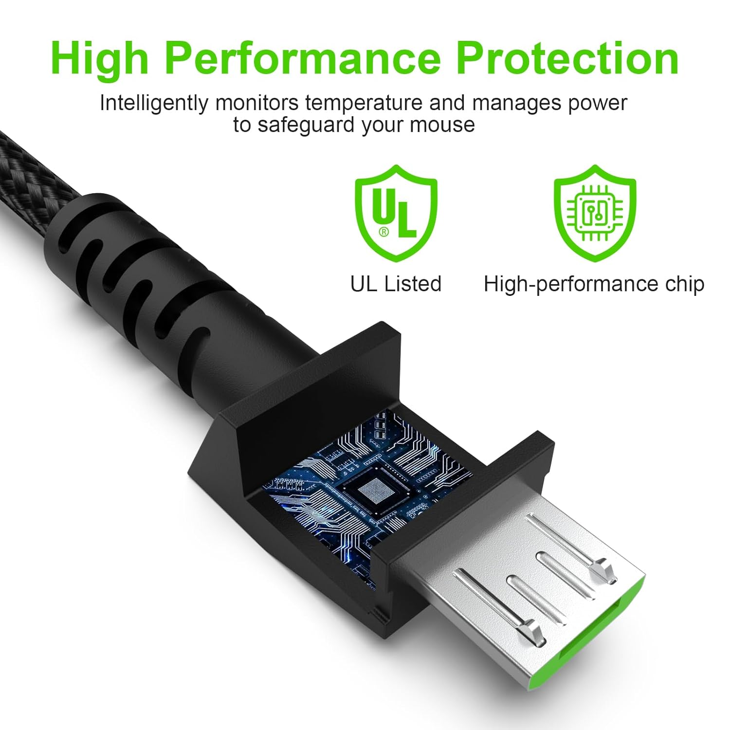 Toxaoii Mouse Charging Cable for Razer Naga Pro 20000 DPI, Deathadder V2 Pro, Viper Ultimate, Basilisk Ultimate, Nylon Braided Micro Charger Cable, Wireless Gaming Mouse Charging Cord Black 5.9 FT image number 4