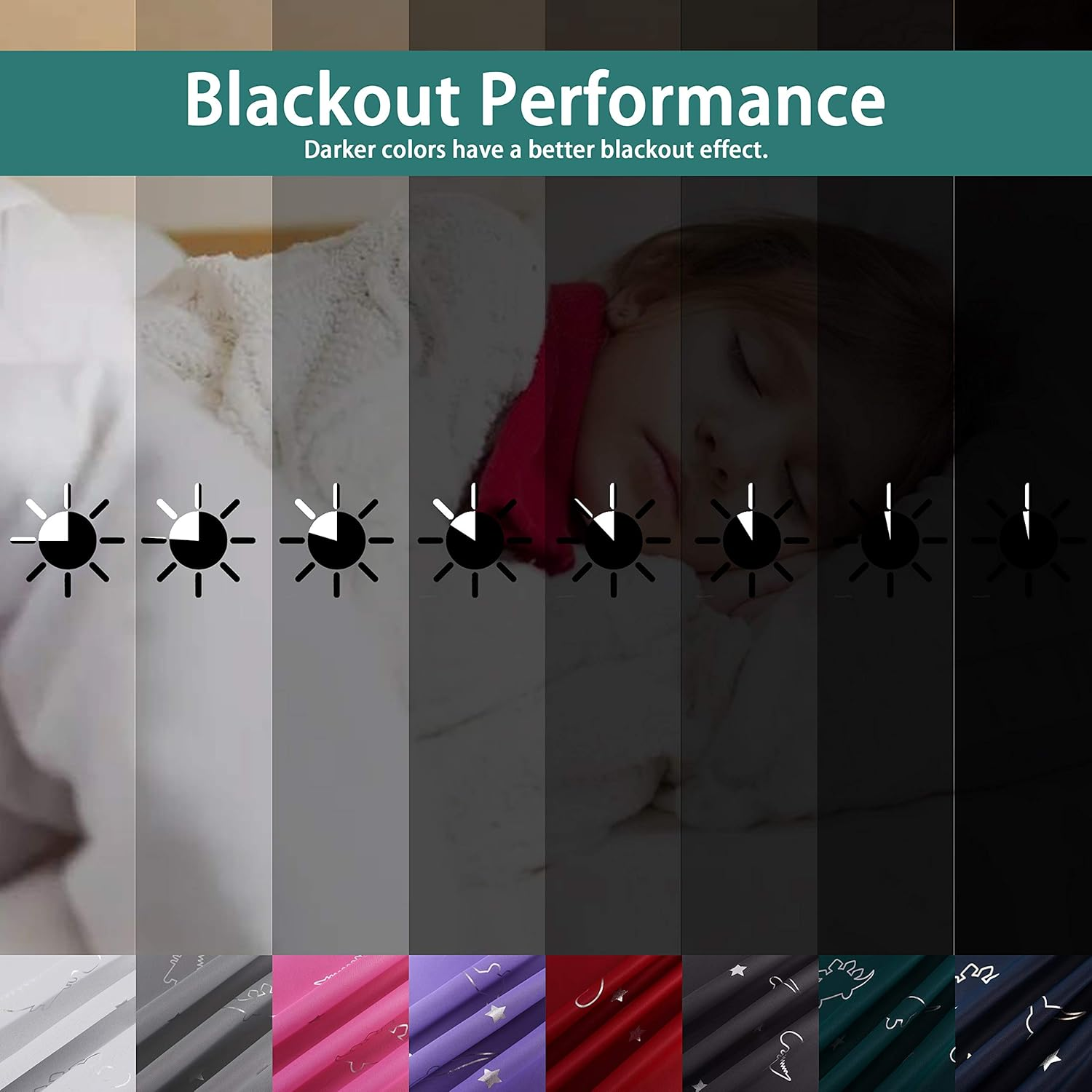 LORDTEX Dinosaur and Star Foil Print Blackout Curtains for Kids Room - Thermal Insulated Curtains Noise Reducing Window Drapes for Boys and Girls Bedroom, 42 X 63 Inch, Grey, Set of 2 Panels image number 1