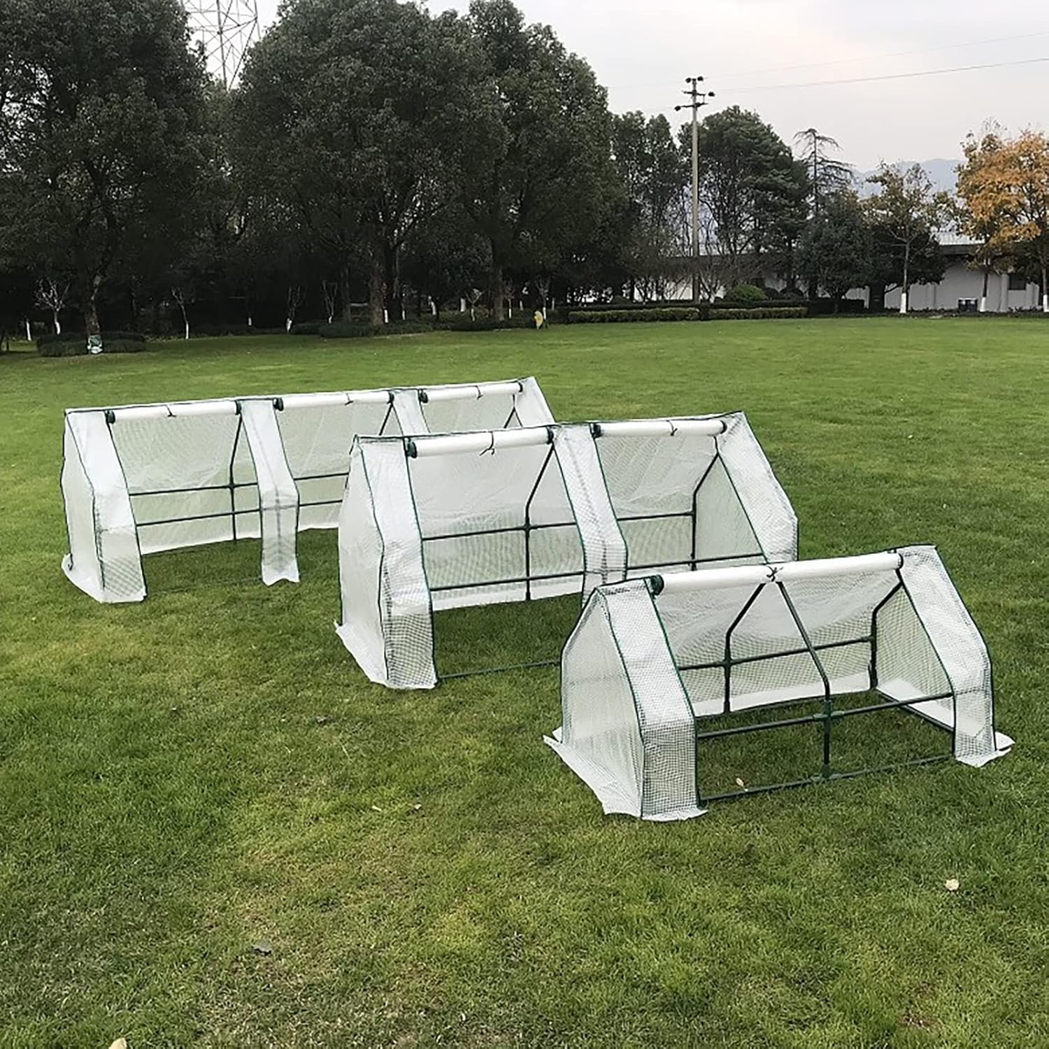 Portable Mini Greenhouse, TOPIND Greenhouses for Outdoors with Dual Large Zipper Doors & Ground Stakes, Waterproof & UV Protected Plastic Green House (White(120X61X60Cm)) image number 3