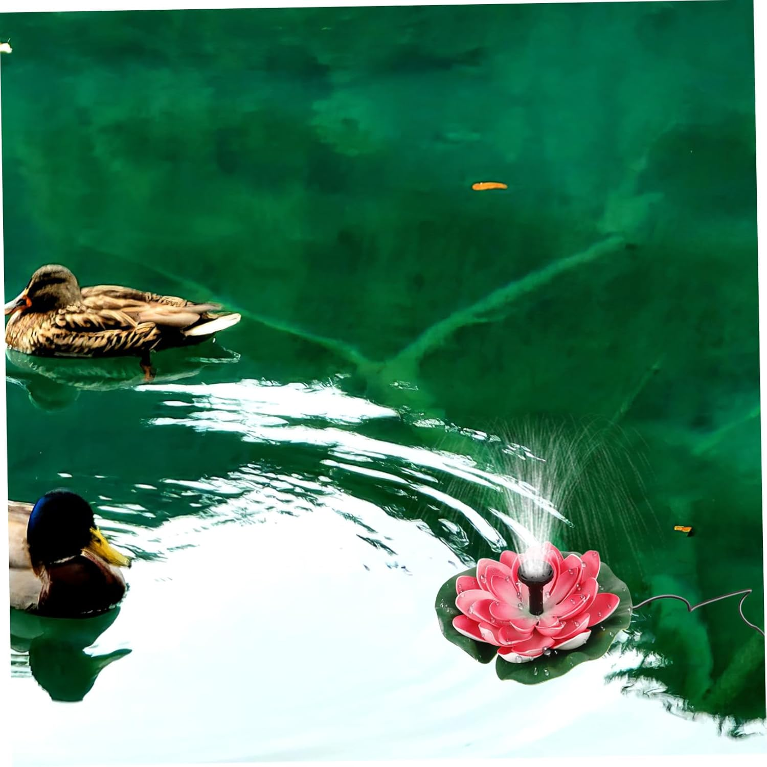 Ibasenice Lotus-Style Solar Fountain Pump Floating Decor for Outdoor Garden Water Features Energy-Saving Landscape Water Pool Accessory Cherry Red Flower Design Operation image number 5