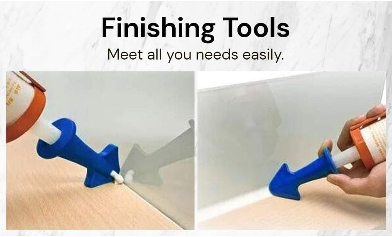 EZONEDEAL 5Pcs Caulking Tools Kit Applicator Piston Trowel Nozzle Plus, Silicone Rubber Sealant Wiper Finish Grout Plastic Scrapers Set for Kitchen, Bathroom, Window Tile or Brick Sink Joints