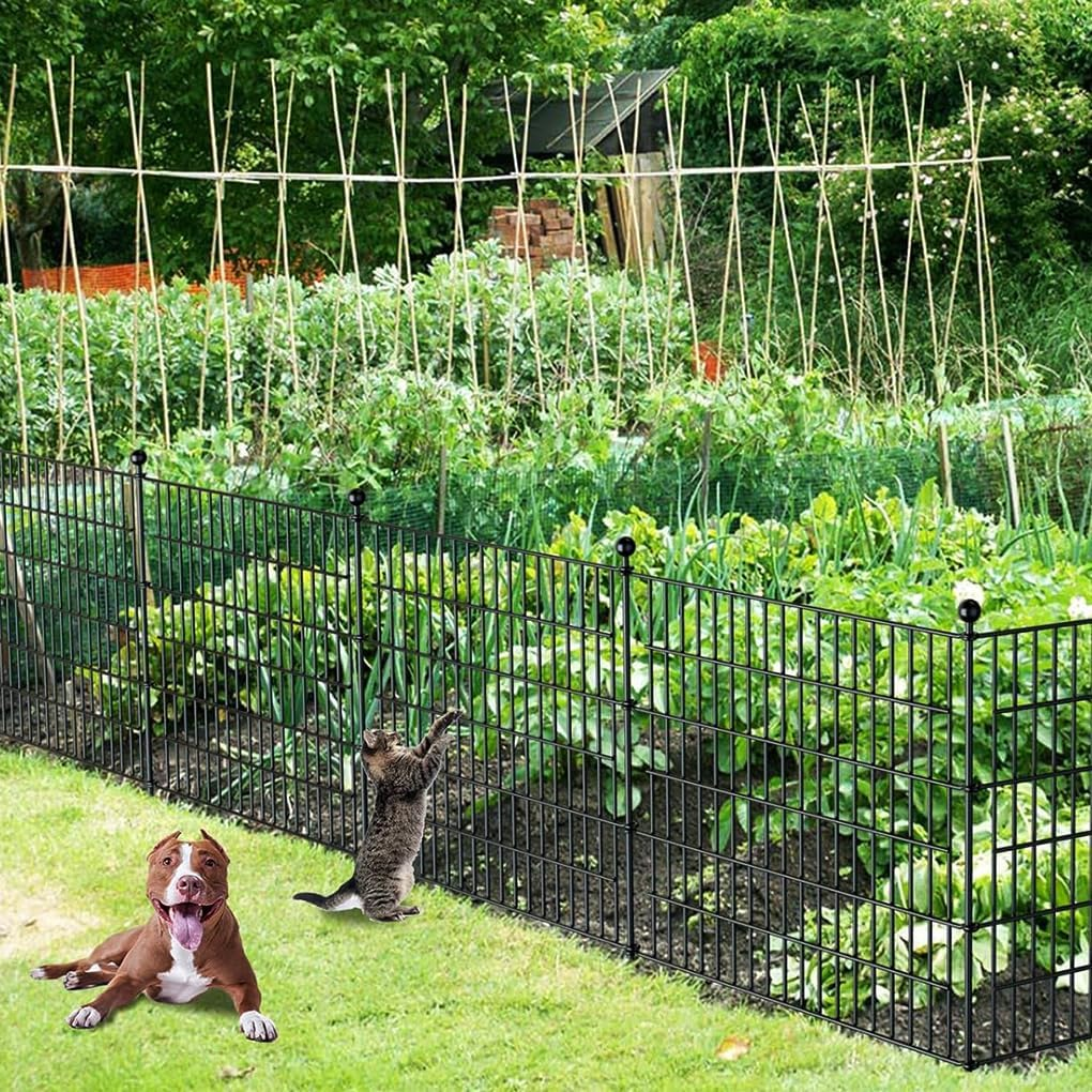 Springup No Dig Garden Fence for Outdoor Yard Decorative Animal Barrier Fencing Rustproof Metal Wire Panel Border for Dog Rabbits and Patio Ground Stakes (K21- Black, 20 Panels - 14.72M(L) X 81Cm(H)) image number 6