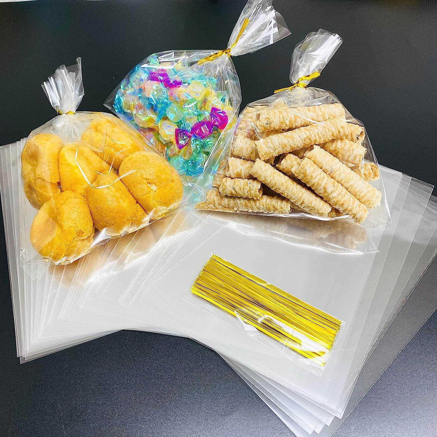 100 Cellophane Bags - 15X20 Cm Food Cookie Bags, Clear Packaging for Gifts, Parties & Holidays image number 1