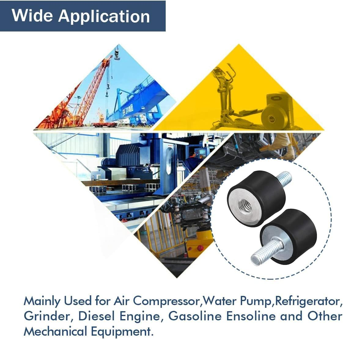 M6 Rubber Mounts Shock Absorber, 4 Pcs Rubber Vibration Isolator Mount Shock Absorber anti Vibration Silent Block Car Boat Bobbins with Studs image number 3