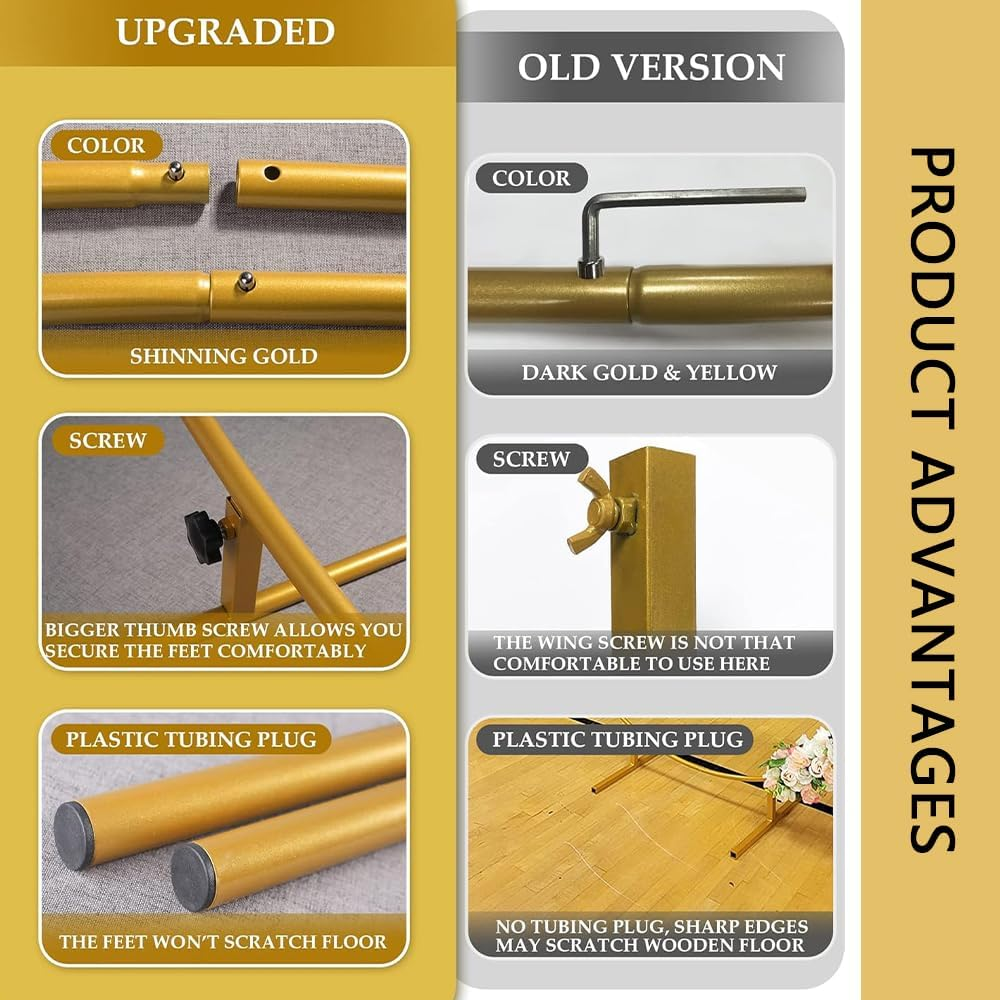 Gold round Balloon Arch Stand &ndash; 2.2 M Metal Circle Wedding Backdrop Frame for Ceremony, Party, Baby Shower, Graduation & Photo Booth Decorations (Indoor & Outdoor Use) image number 1