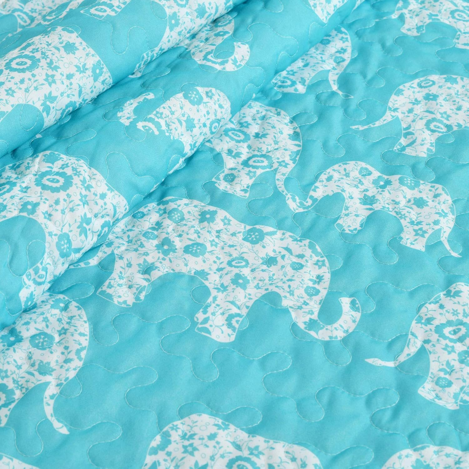 Lush Decor Elephant Parade Sherpa Throw, 60 X 50, Aqua image number 3