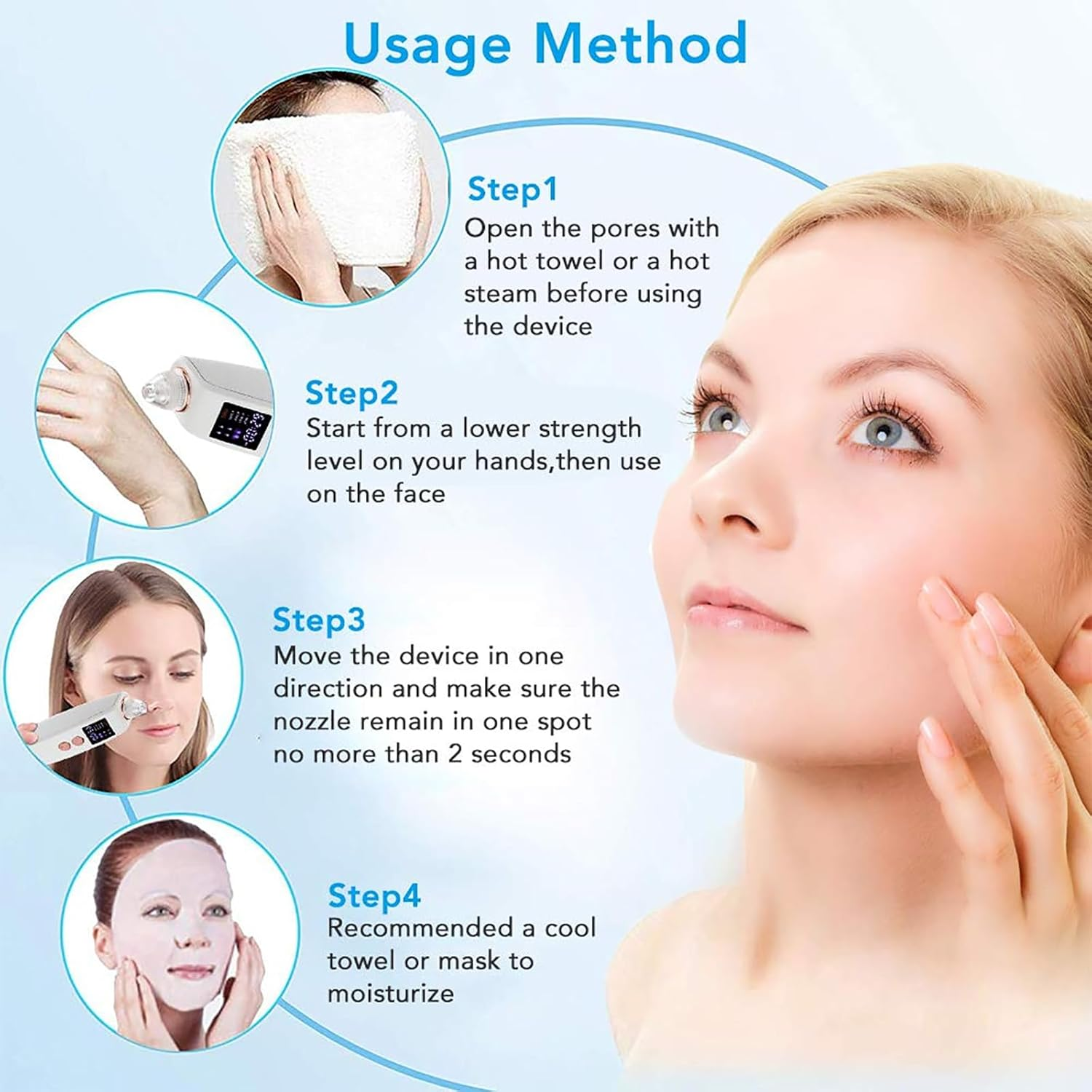 Blackhead Extractor Tool, Blackhead Instrument with 30W HD Camera, Blackhead Remover Pore Vacuum, Connect with Smartphone/4 Suction Power/4 Probes/Real-Time Skin Screen, for Salon Personal Home image number 1