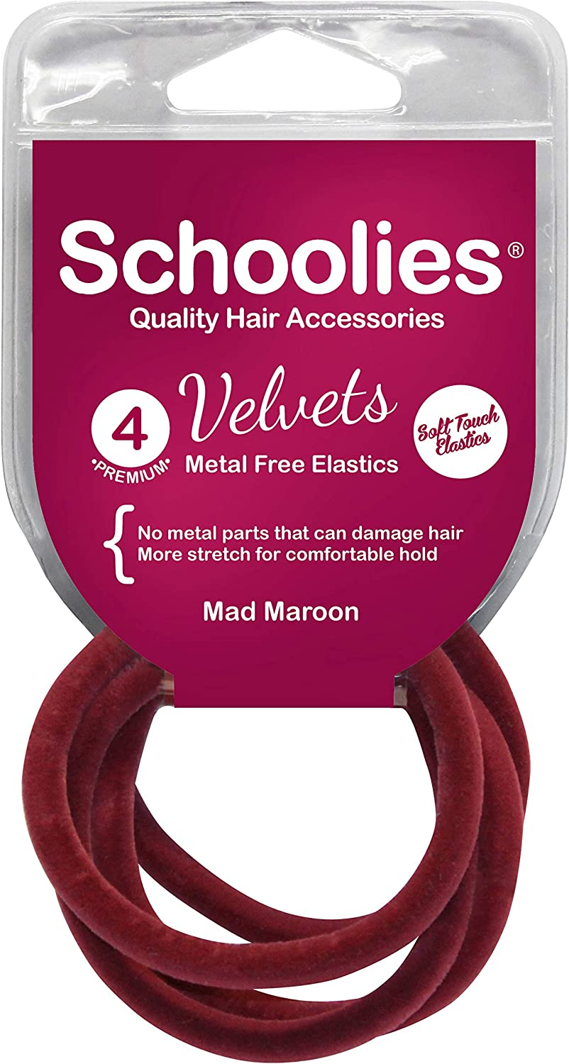 Schoolies Hair Accessories Hair Velvets 4 Pieces, Mad Maroon