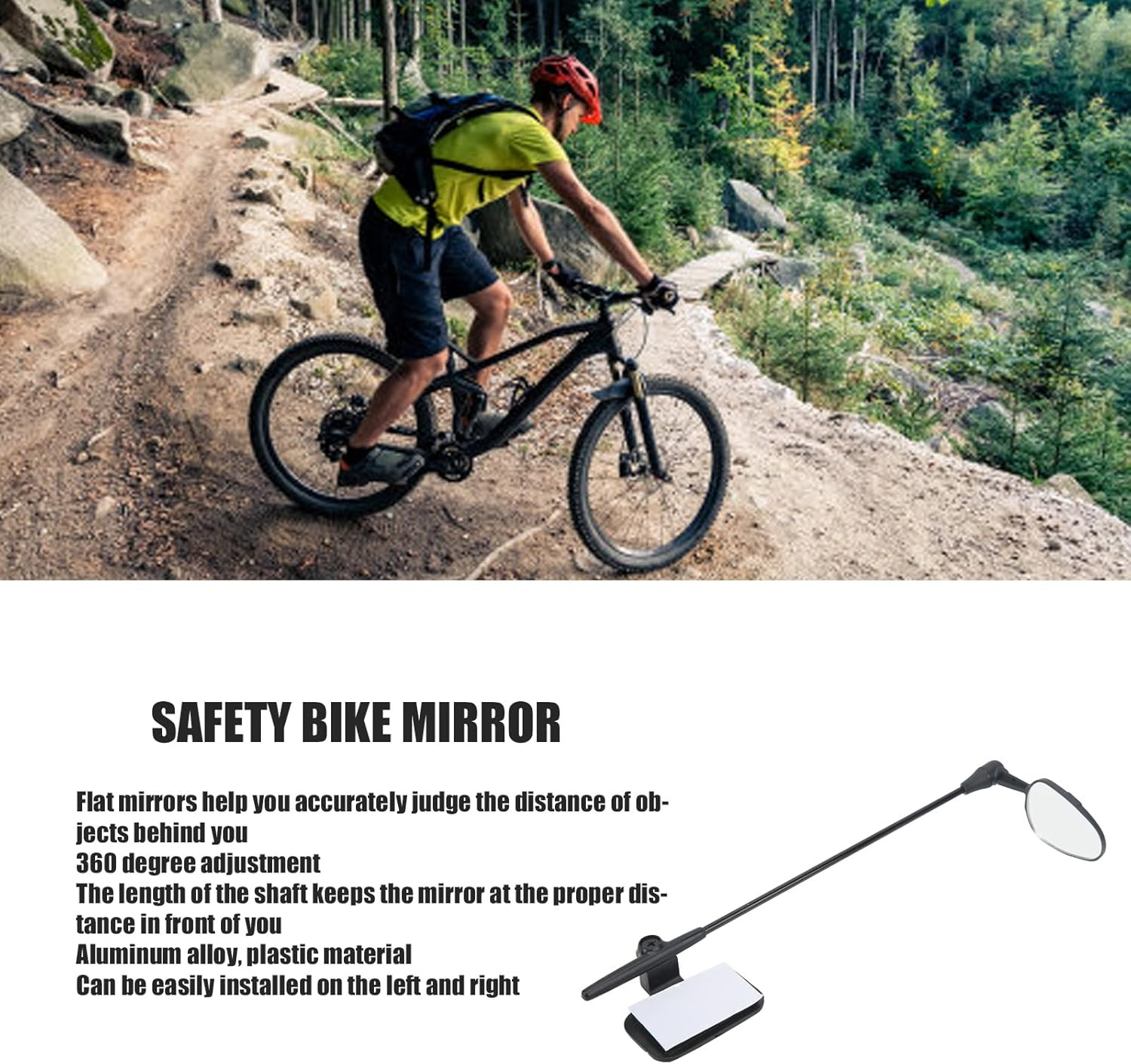 Bike Helmet Mirror, Aluminum Alloy Cycling Eyeglass Mirror Flat Mirror for Mountain Bike image number 5