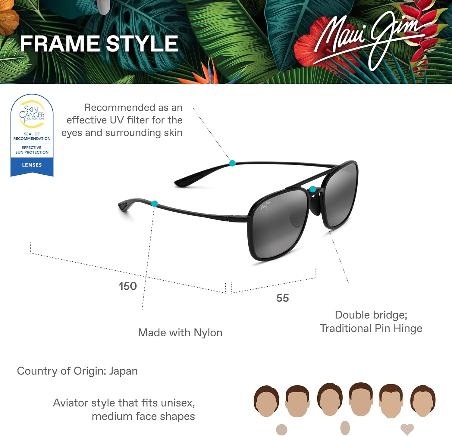 Maui Jim Unisex Keokea Polarised Sunglasses - Black Grey/Neutral Grey image number 3