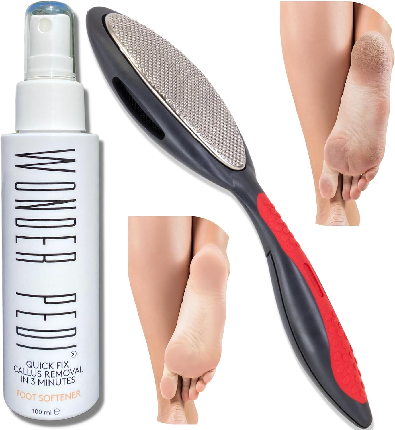 Double Sided Foot File - Made in Germany Feet Scrubber and Feet Softener Callus Remover Spay., Red, 1.0 Count