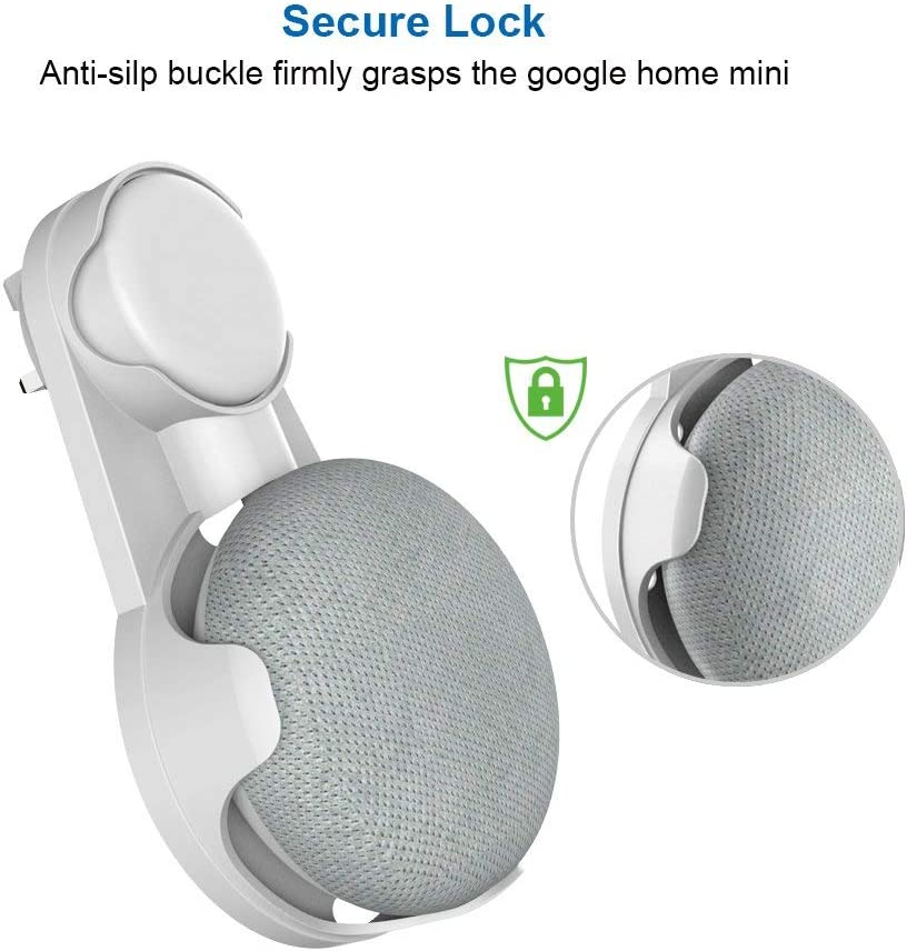 SPORTLINK Outlet Wall Mount Stand Hanger [AUS Plug] for Google Home Mini, Nest Mini 2Nd Gen - Compact Wall Holder Plug in Kitchen Bathroom Bedroom, Hides the Google Home Nest Mini Cord (White) image number 3