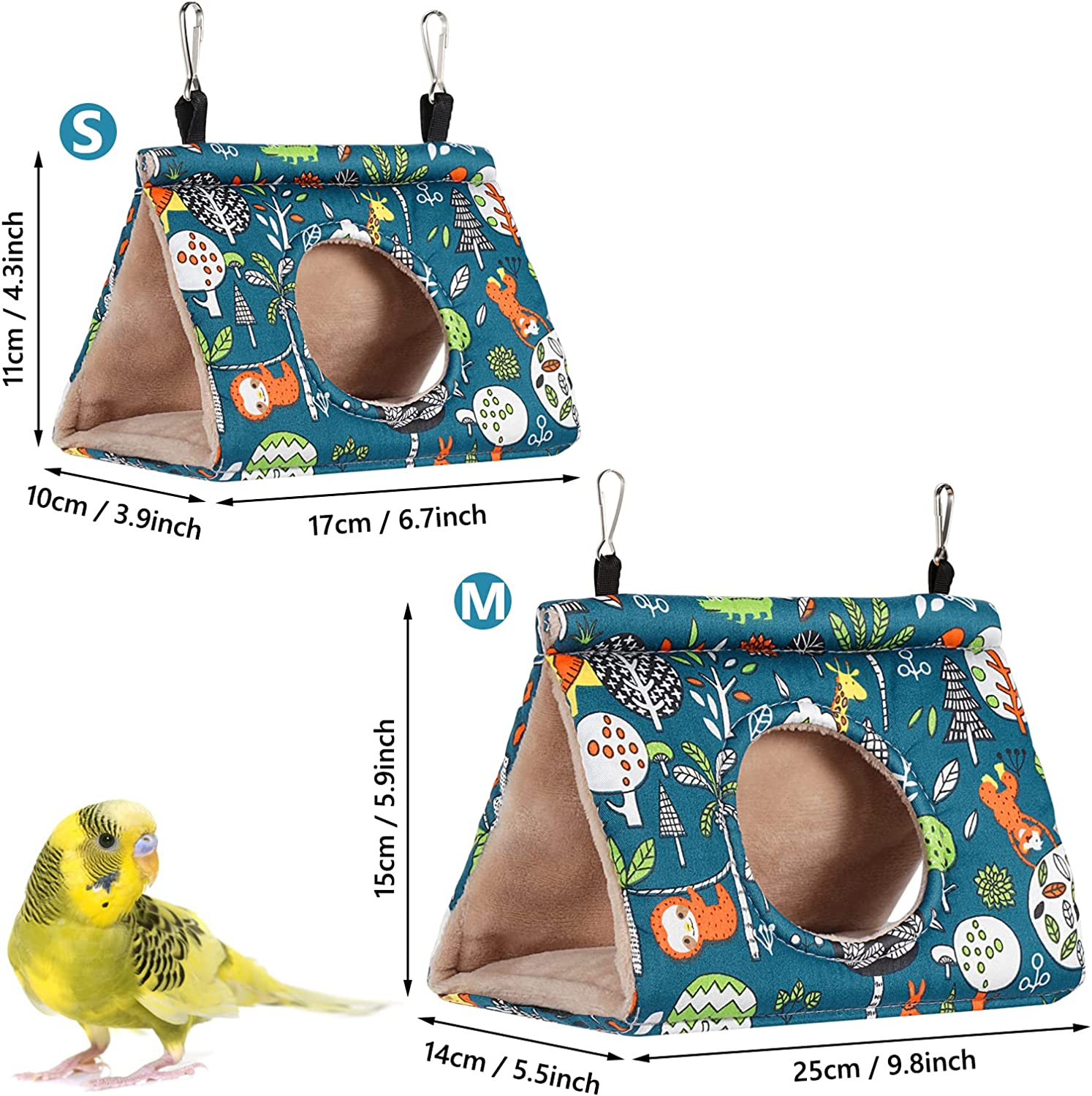 Qx-Pet Supplies Winter Warm Bird Nest House Hanging Hammock Velvet Shed Hut Cage Plush Fluffy Birds Hideaway Sleeping Bed Fuzzy for Parrot Parakeet Cockatiels Budgies Cockatoo Lovebird Finch Canary image number 1