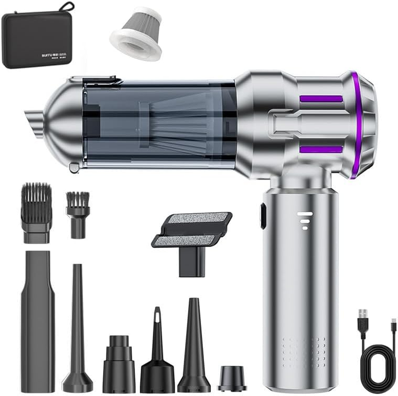 Car Vacuum Portable Cordless Power 4-In-1 Compressed Air Duster & Air Blower & Pump Hand Held Vacuum, Handheld Car Vacuum Cleaner, Home, Office,Camping Ideal Gifts for Men & Women