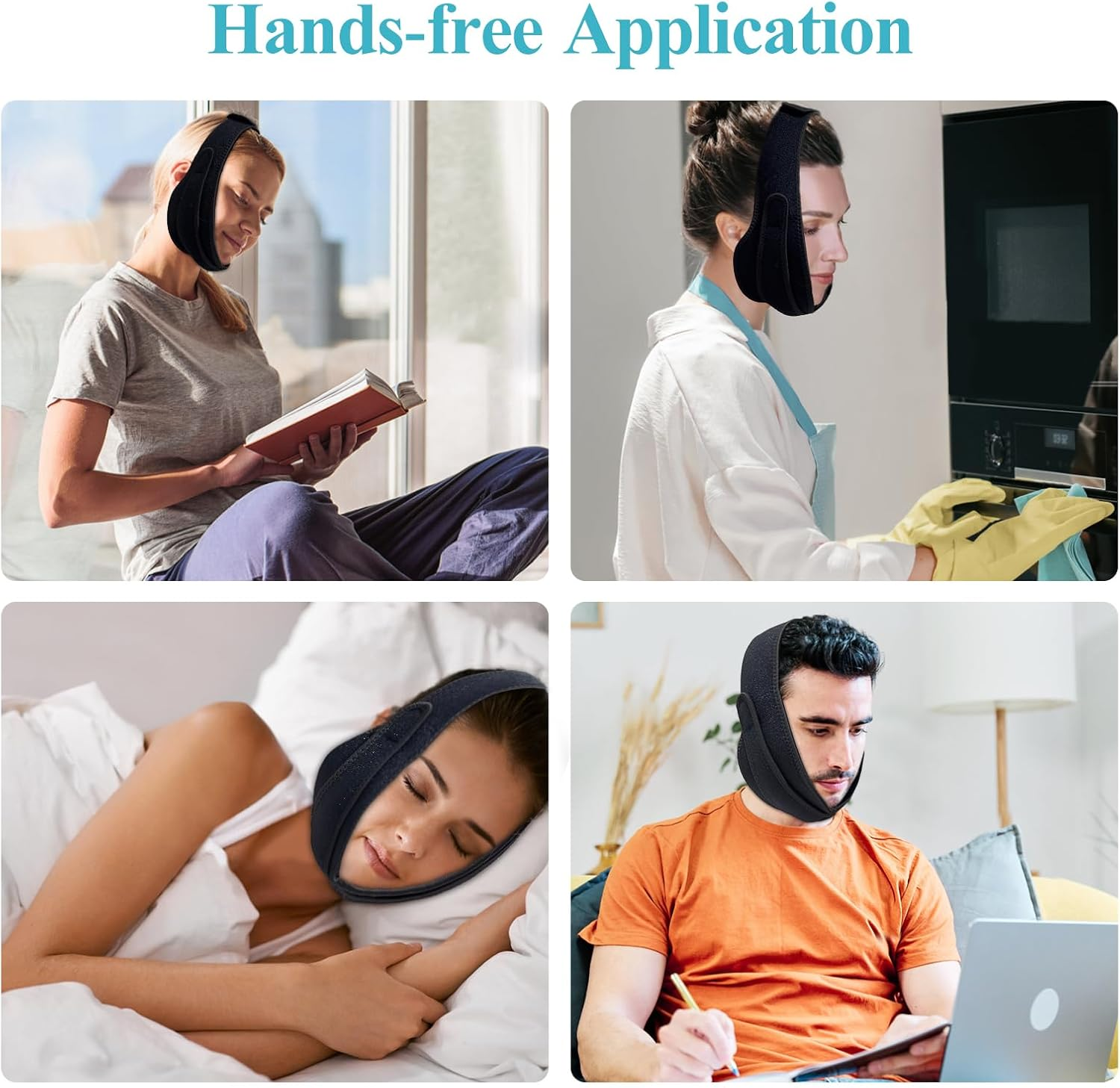 Vecozey Wisdom Teeth Ice Pack Head Wrap with Dual Compression Straps for Toothache, Face, Jaw, Chin, TMJ, Oral and Facial Surgery - 4 Reusable Hot & Cold Gel Packs for Injuries