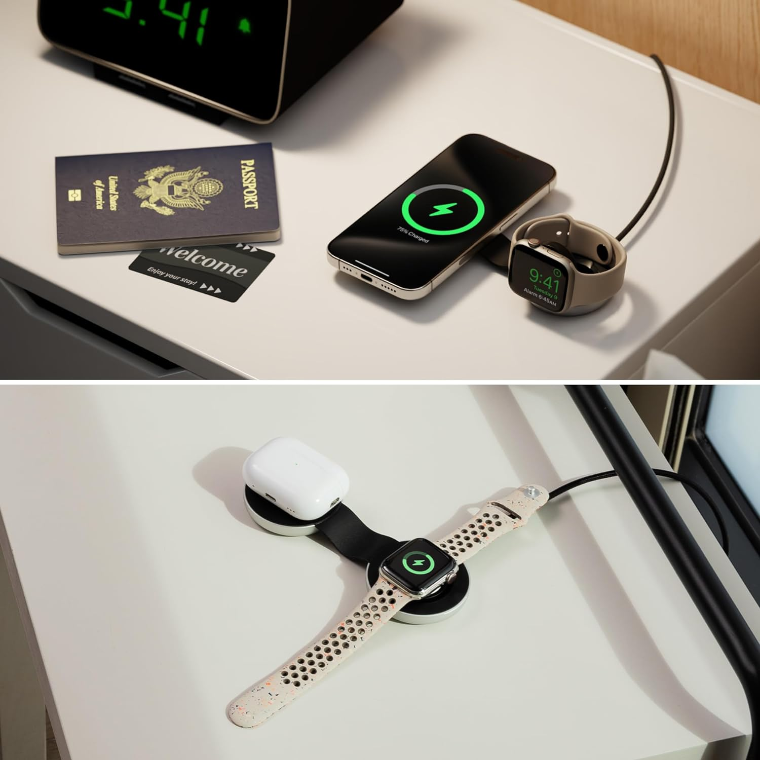 Twelve South Butterfly 2-In-1 USB-C Magsafe Charger - Compact Travel-Friendly Design, Fast-Charges Iphone, Airpods and Apple Watch, Includes USB-C Cable, US Power Adapter + 4 International Adapters image number 4