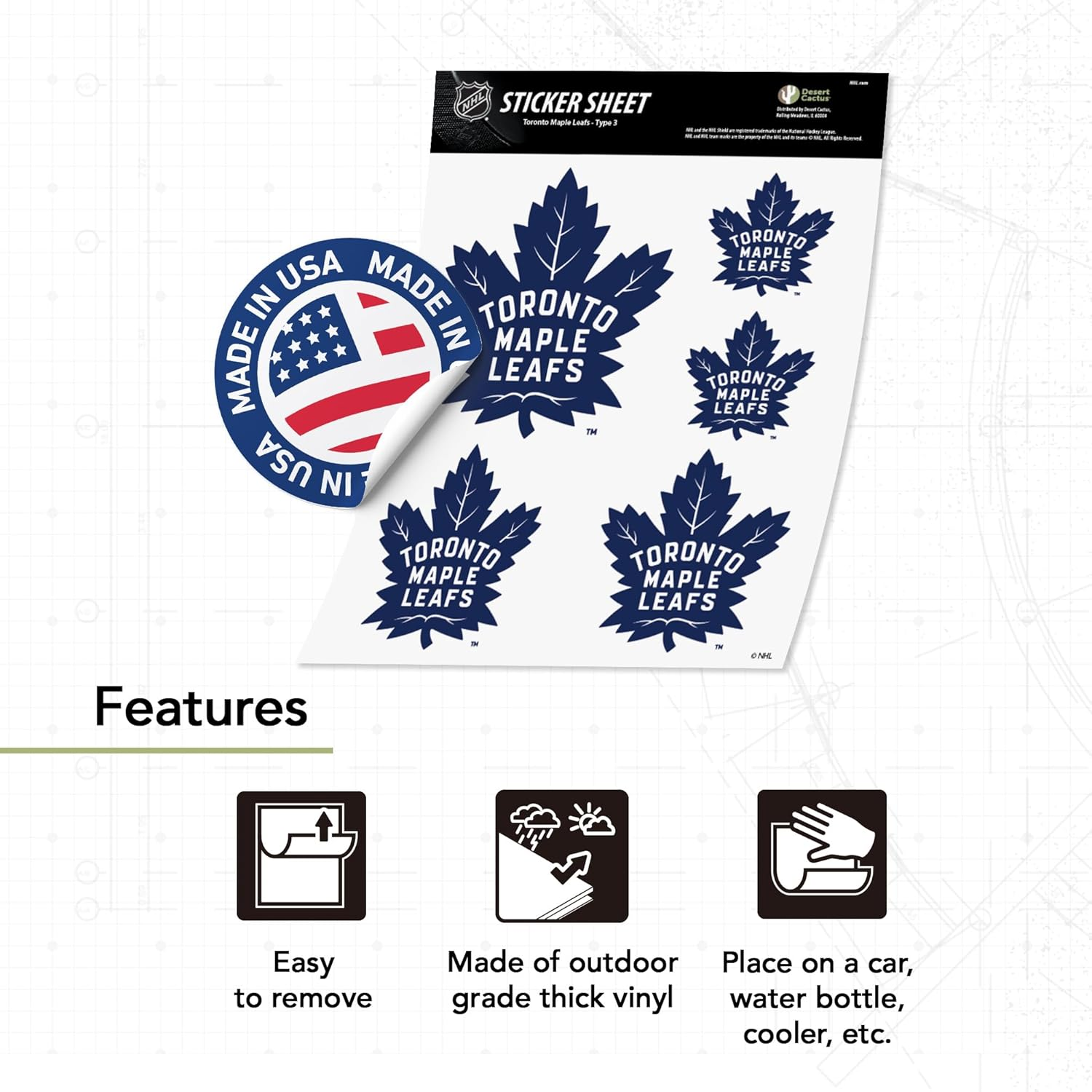 Toronto Maple Leafs Team NHL National Hockey League Sticker Vinyl Decal Laptop Water Bottle Car Scrapbook (Type 3 - Main Logo) image number 5