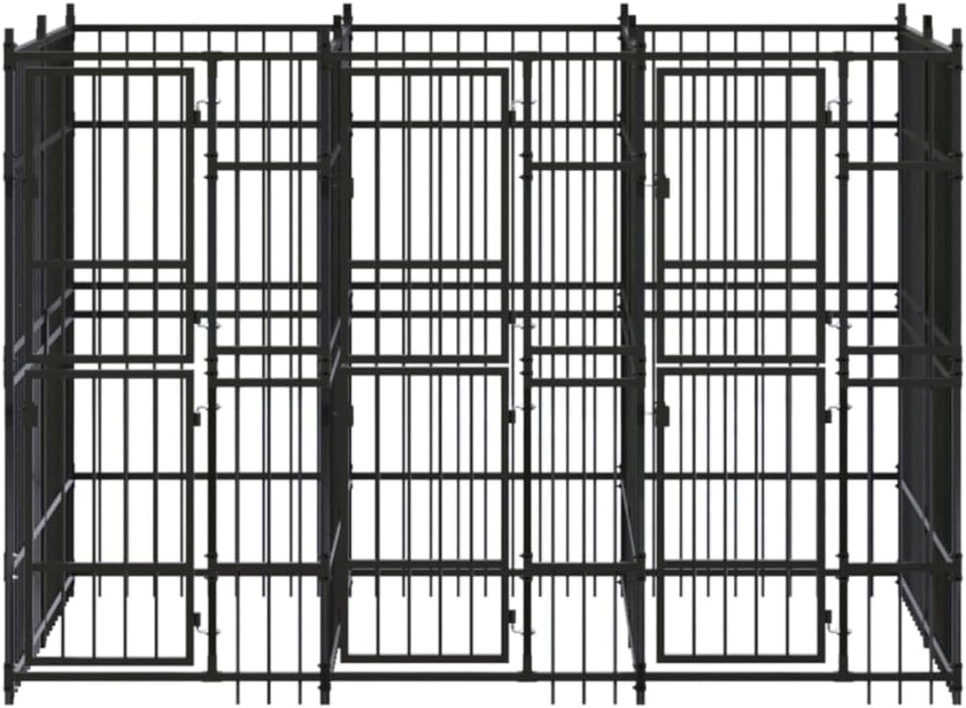 Outdoor Dog Kennel Steel 5.53 M&sup2; Large Pet Enclosure Safe Durable Weatherproof image number 5